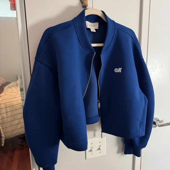 Calvin Klein Oversized scuba bomber jacket blue herald - Picture 4 of 6